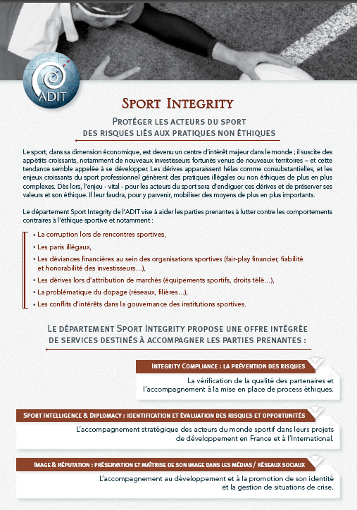 Sport integrity adit plaquette